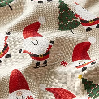Tissu de décoration Semi-panama pères Noël joyeux – nature, 