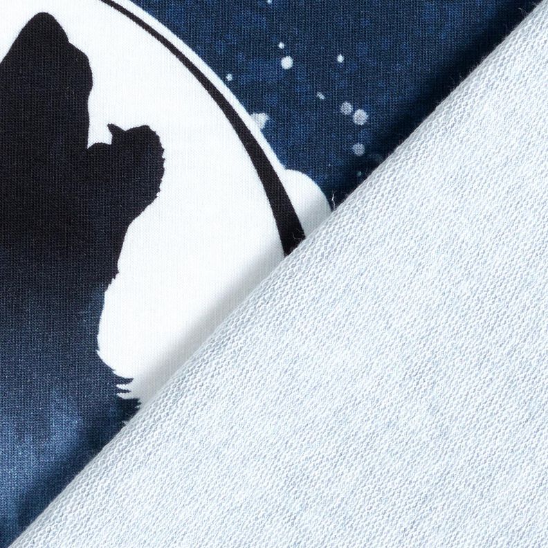 French Terry Panel loup mystique | Glitzerpüppi – bleu marine/blanc,  image number 4