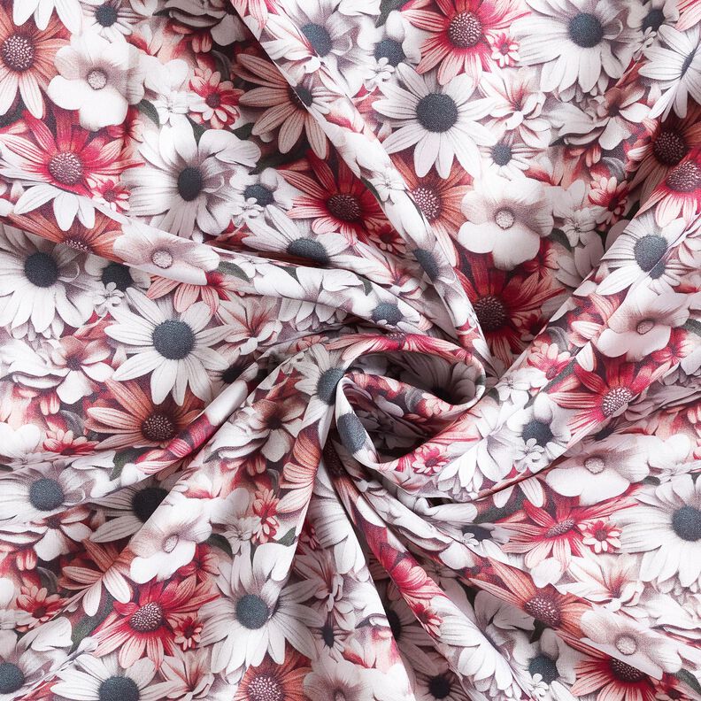 Tissu viscose Mer de marguerites – blanc/pourpre, image number 3