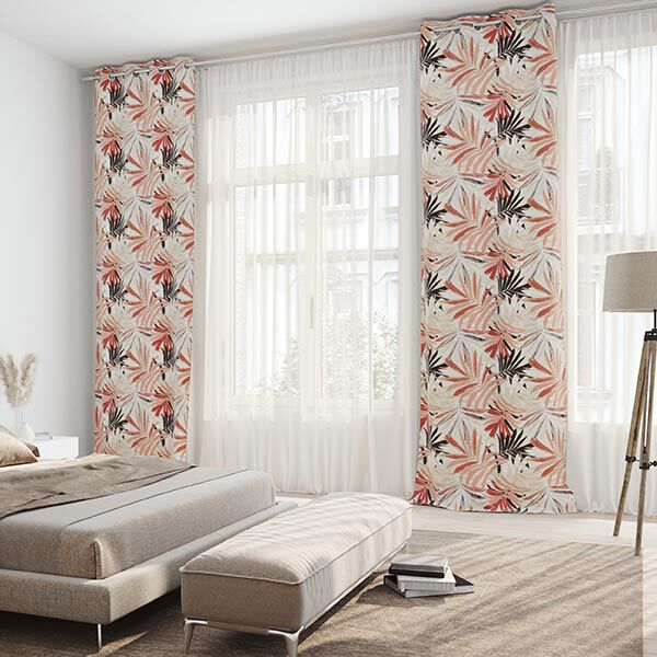 Tissu de décoration Canvas Feuilles de jungle 280cm – sable/moutarde, image number 4