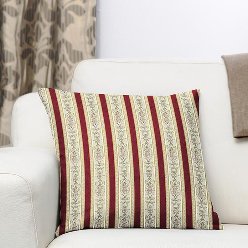 Tissu d’ameublement jacquard Rayures Biedermeier – crème/rouge,  image number 7