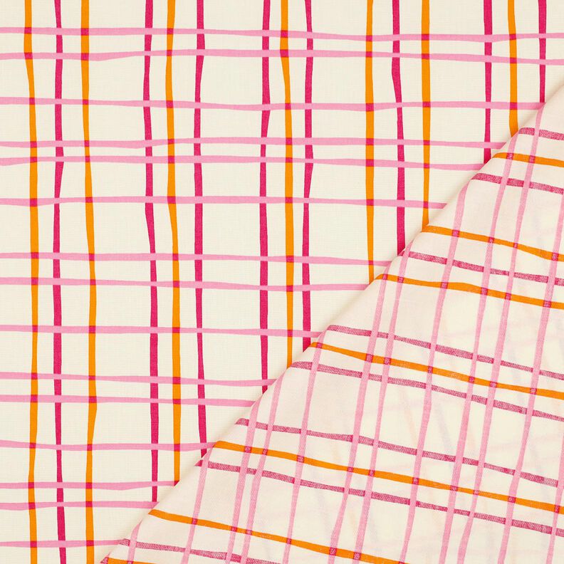 Popeline coton Carreaux ondulés | Poppy Fabrics – crème/rose,  image number 4