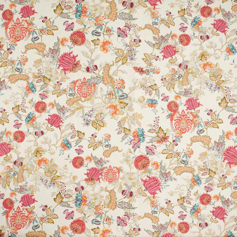 Tissu de décoration Canvas Dahlias abstraits – crème/mauve, image number 1