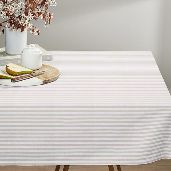 Tissu de décoration Semi-panama rayures verticales – beige clair/blanc,  image number 8
