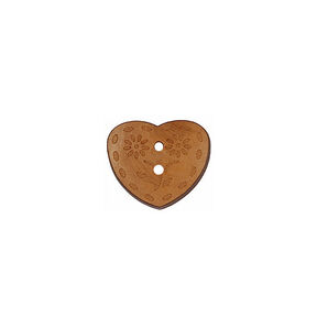 Bouton en bois 2 trous Cœur – marron foncé, 