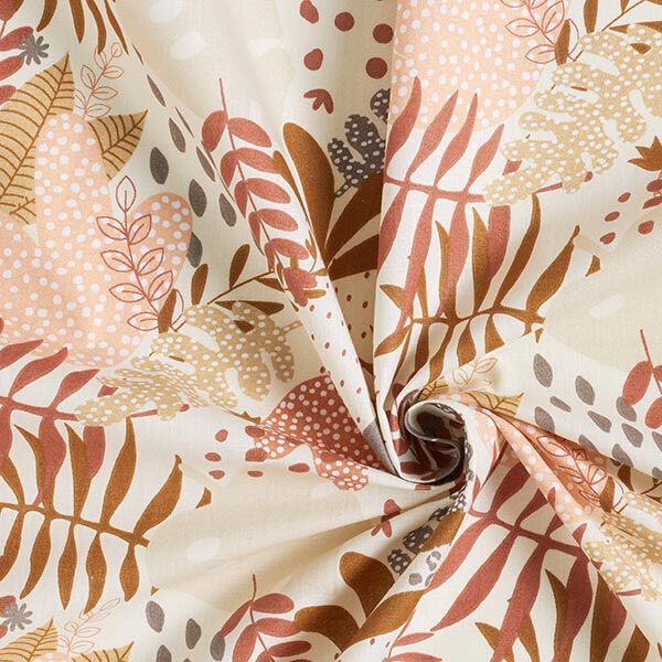 Tissu en coton Cretonne plantes de la jungle abstraites – terre cuite/abricot,  image number 3