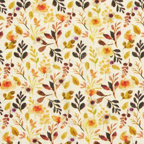 Mélange viscose lin Feuilles d’automne – beige clair/orange, 