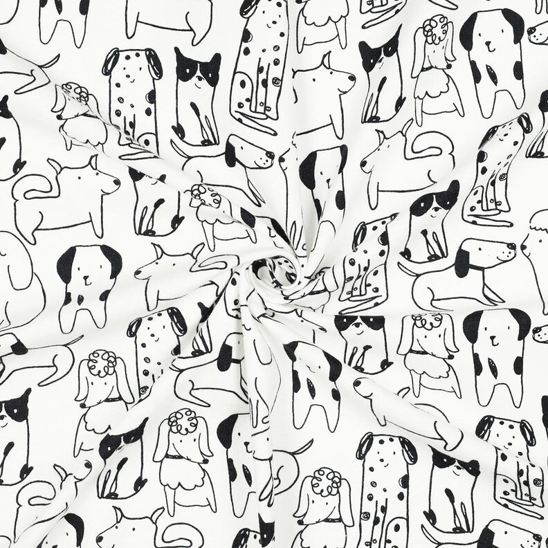 Flanelle coton Chiens | Poppy Fabrics – blanc/noir, image number 3