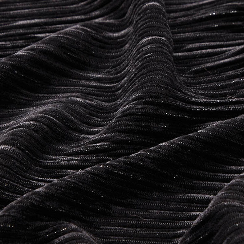 Velours plissé lurex uni – noir,  image number 2