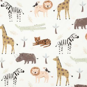 Jersey coton Animaux des steppes Impression numérique | Poppy Fabrics – ivoire/marron foncé, 