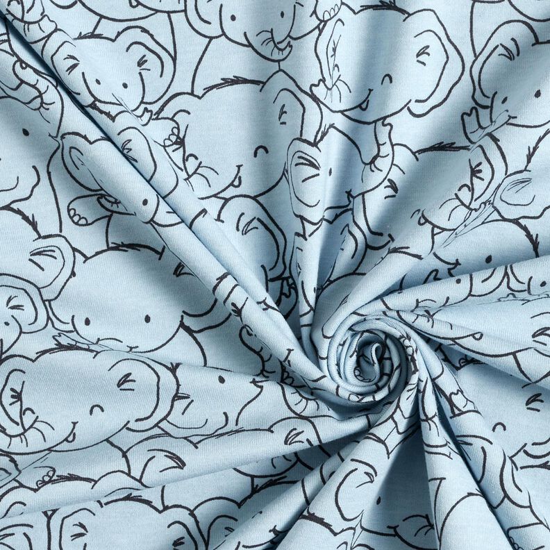 Coton mélangé Jersey Bousculade d'éléphants – bleu argenté,  image number 3