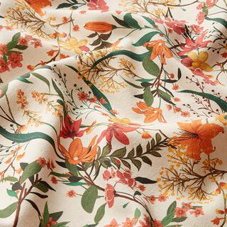 Tissu de décoration Semi-panama florale – abricot/nature, 
