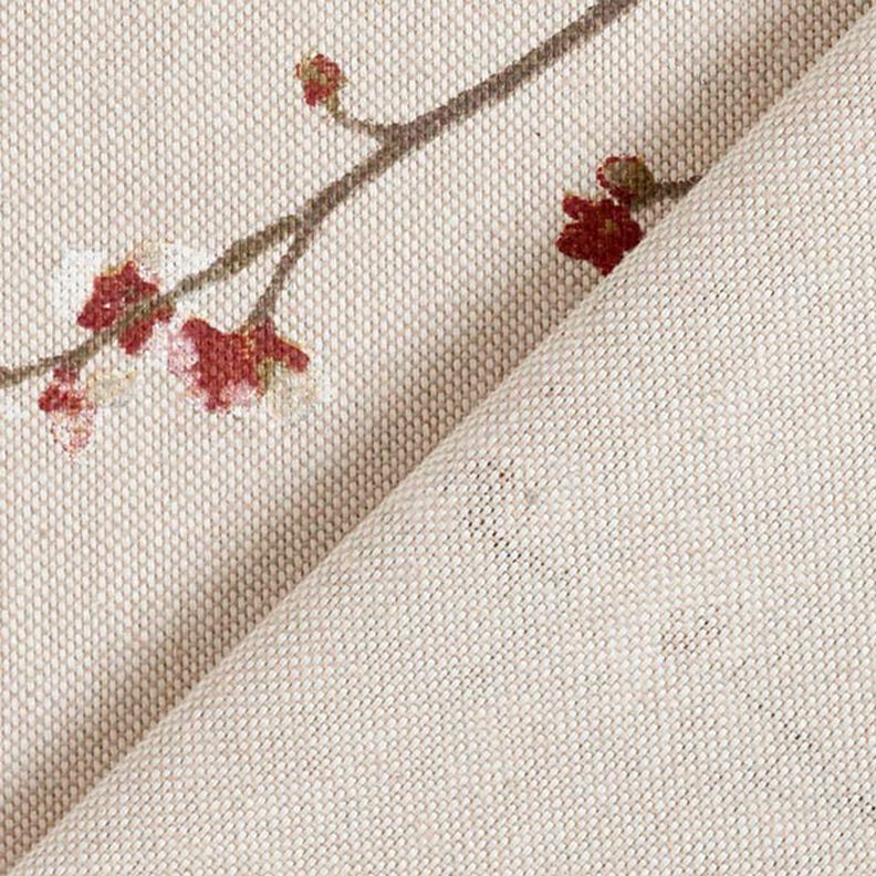 Tissu de décoration Semi-panama fleur de cerisier japonais – nature/bordeaux,  image number 5