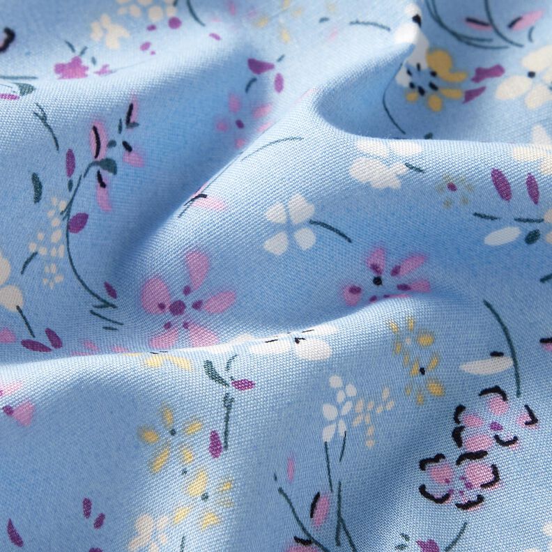 Popeline de coton Fleurs délicates – bleu clair/beige,  image number 2