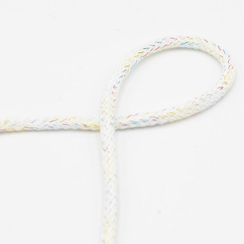 Cordon en coton Lurex [Ø 5 mm] – blanc,  image number 1