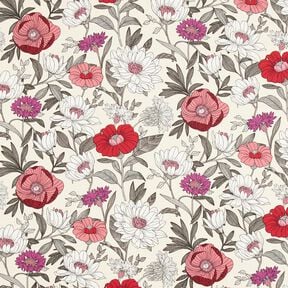 Tissu en coton Cretonne Fleurs colorées – raisin/nature, 