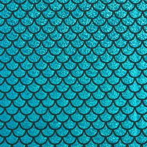 Jersey feuilles Meerjungfrau-Schuppen – noir/turquoise, 
