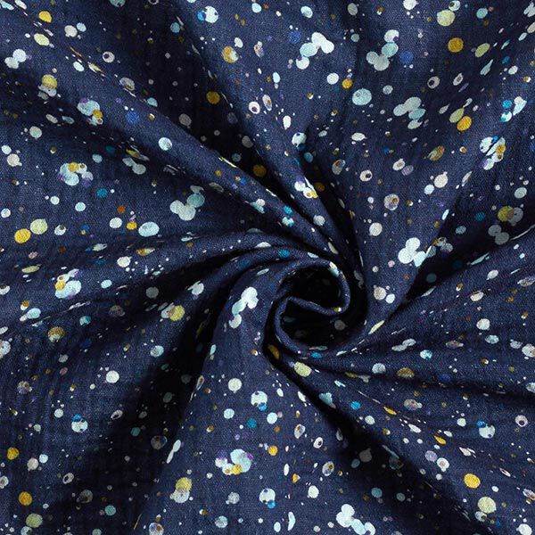 GOTS Tissu double gaze de coton pois colorés Impression numérique| by Poppy – bleu marine,  image number 3