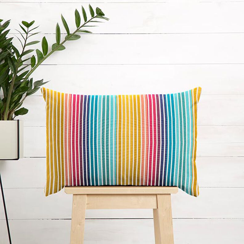 Tissu d’extérieur Canvas Rayures rétro – jaune/turquoise,  image number 9