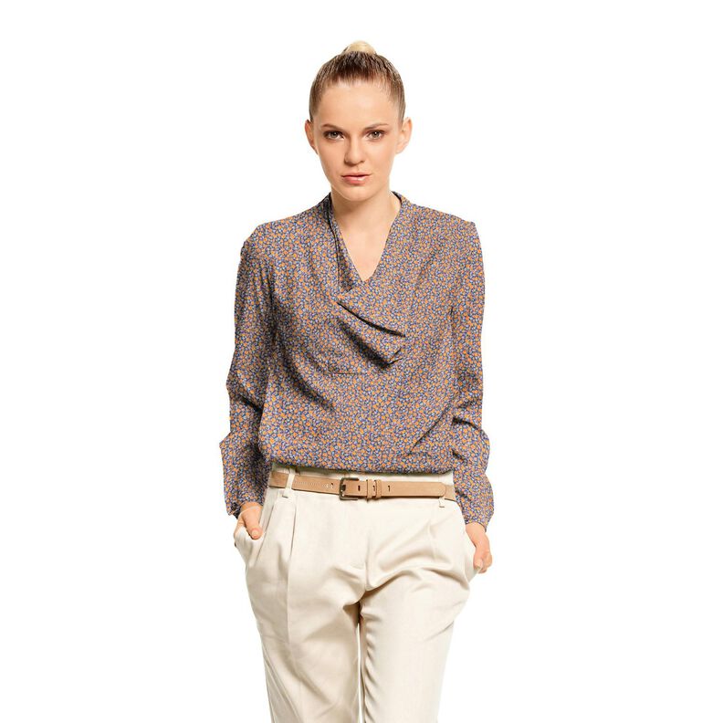 Chiffon Mille-fleurs – indigo/orange, image number 5