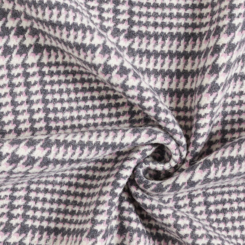 Tissu pour manteau Prince de Galles – anthracite/rose,  image number 3