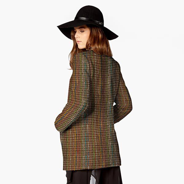 Bouclé en laine vierge mélangée Rayures colorées & lurex – marron moyen,  image number 7