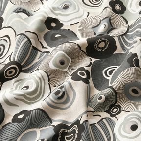 Tissu de décoration Semi-panama Fleurs abstraites – nature/gris, 