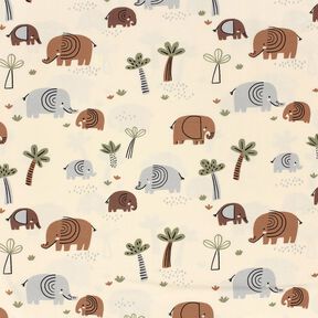 Jersey coton Dschungel-Elefanten – écru/roseau, 
