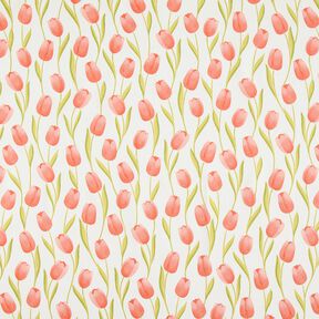 Tissu de décoration Semi-panama Tulipes – ivoire/homard, 