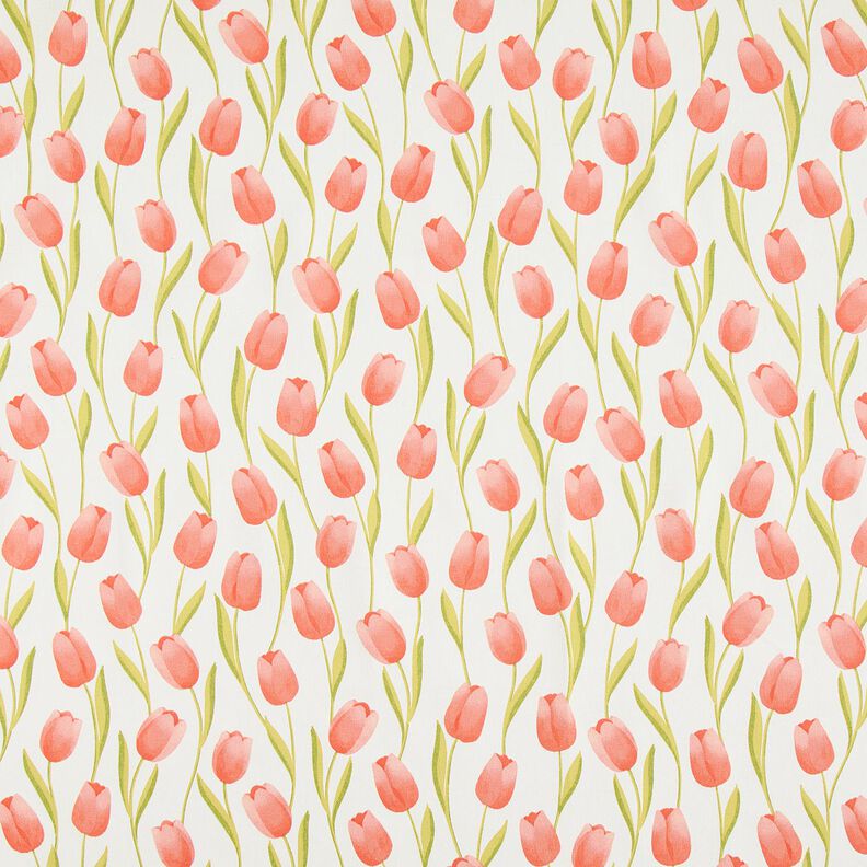 Tissu de décoration Semi-panama Tulipes – ivoire/homard, image number 1