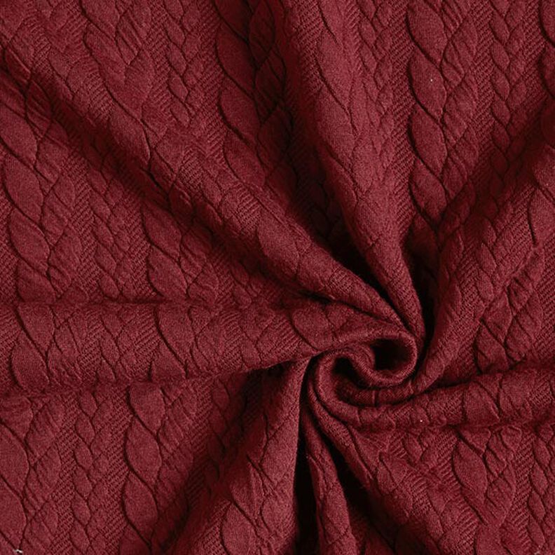 Jersey jacquard Cloqué Torsades – rouge bordeaux,  image number 3