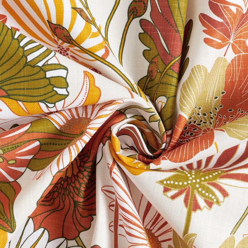 Tissu de décoration Panama Fleurs colorées – crème/terre cuite, image number 3