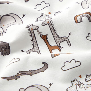 Jersey coton Animaux des steppes et arcs-en-ciel – blanc, 