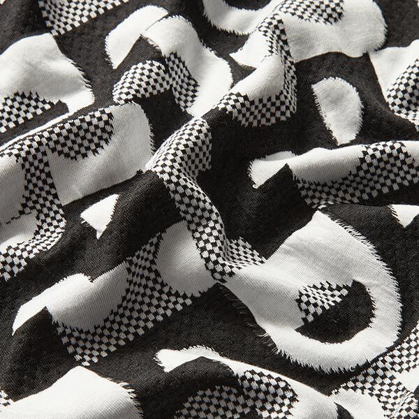 Jersey jacquard Motifs géométriques et carreaux – noir/blanc,  image number 2