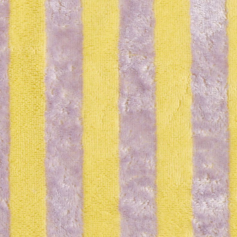 Tissu éponge Bambou Larges rayures – jaune/mauve,  image number 1