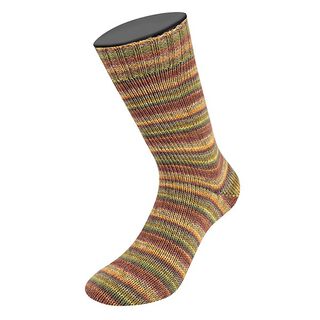 LANDLUST Sockenwolle „Bunte Ringel“, 100g | Lana Grossa – vert/marron, 