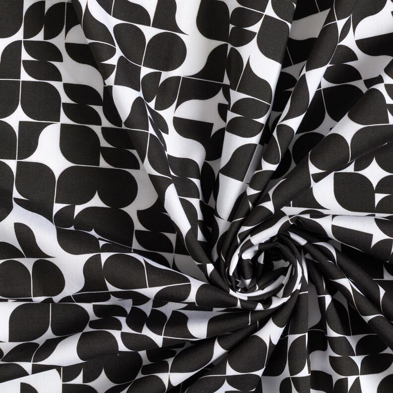Tissu viscose Graphiques rétro – noir/blanc,  image number 3