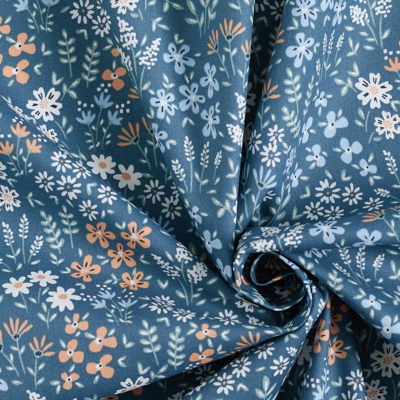 Coton enduit Prairie fleurie multicolore – jean bleu clair/bleu clair,  image number 4
