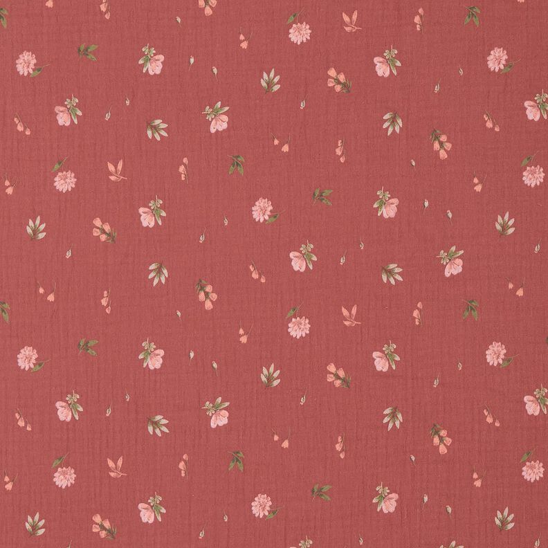 Tissu double gaze de coton Fleurs délicates | by Poppy – bordeaux,  image number 1