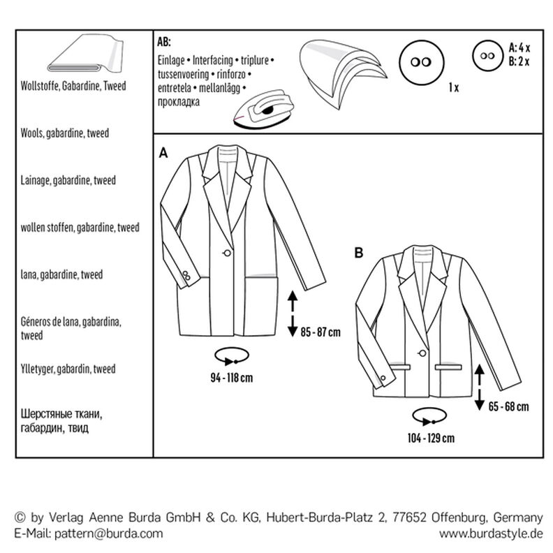 Veste, Burda 6463 | 34 - 46,  image number 8