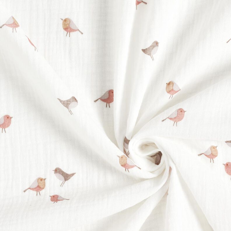 Tissu double gaze de coton Petits oiseaux – ivoire,  image number 3