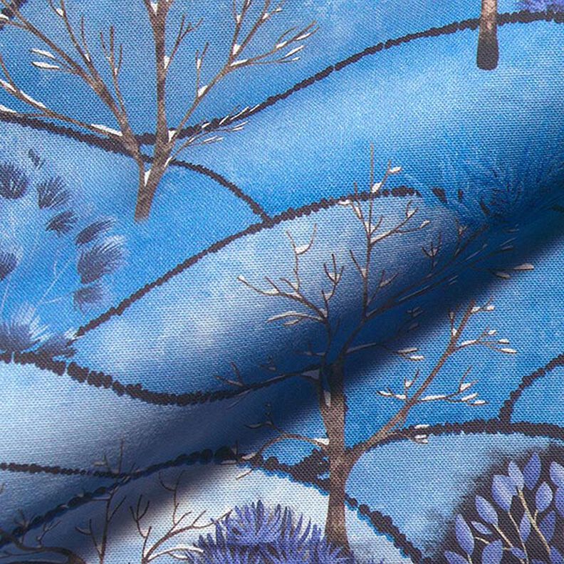Tissu déco semi-panama Impression numérique paysage d’hiver – bleu clair/bleu nuit,  image number 2