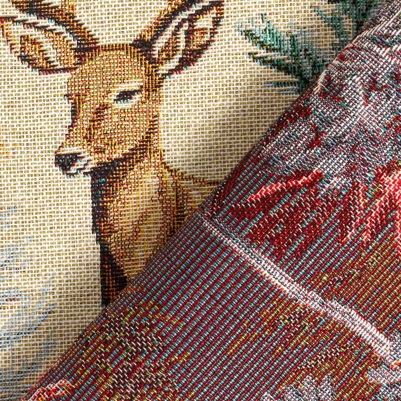 Tissu de d&eacute;coration Gobelin for&ecirc;t d'automne &ndash; beige clair/vert,  image number 4