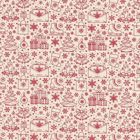 Tissu en coton Cretonne motifs de Noël – nature/carmin, 