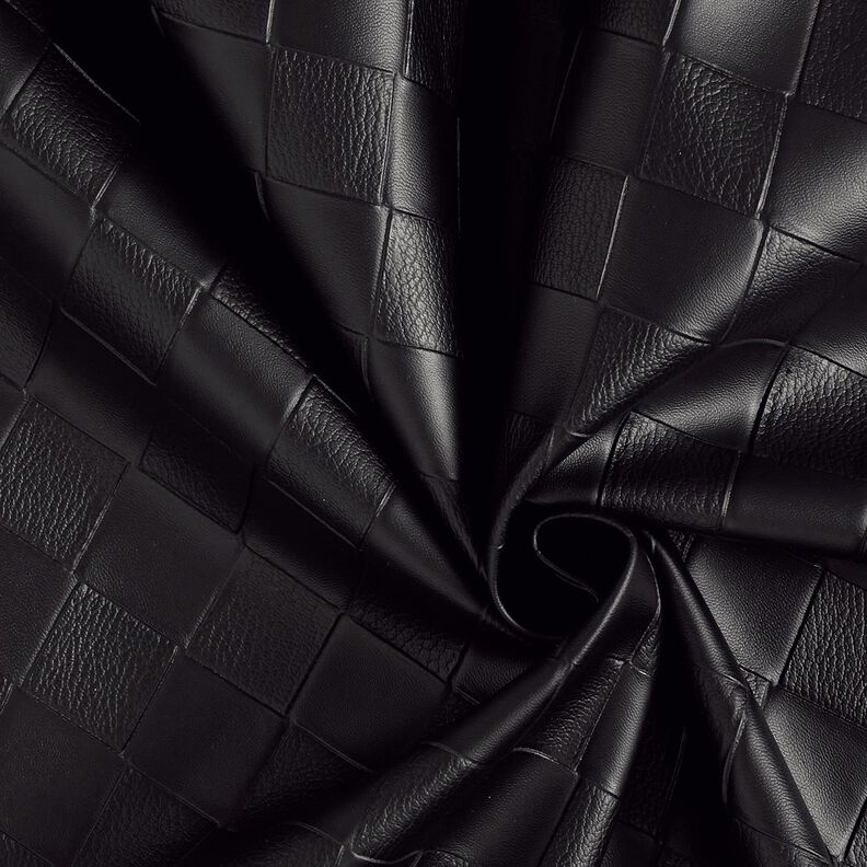 Imitation cuir aspect tressé – noir,  image number 3
