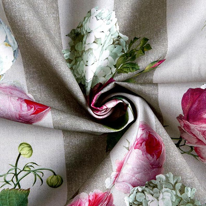 Tissu d’extérieur Canvas Hortensias & Roses – sable,  image number 3