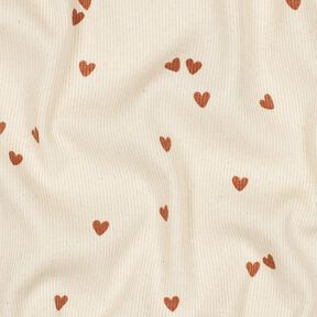 Jersey côtelé Cœurs éparpillés | Poppy Fabrics – beige clair/marron, 