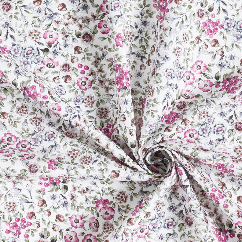 Popeline coton Mer de fleurs Impression numérique – blanc/pourpre,  image number 3
