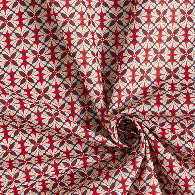 Tissu en coton Cretonne Carreaux à fleurs – bordeaux/taupe clair,  image number 3