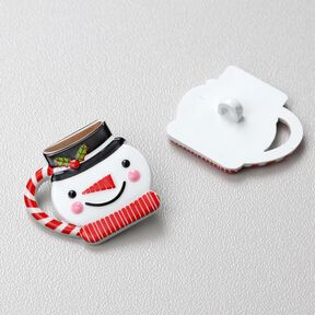 Bouton à queue Bonhomme de neige [25 mm] – blanc/rouge, 